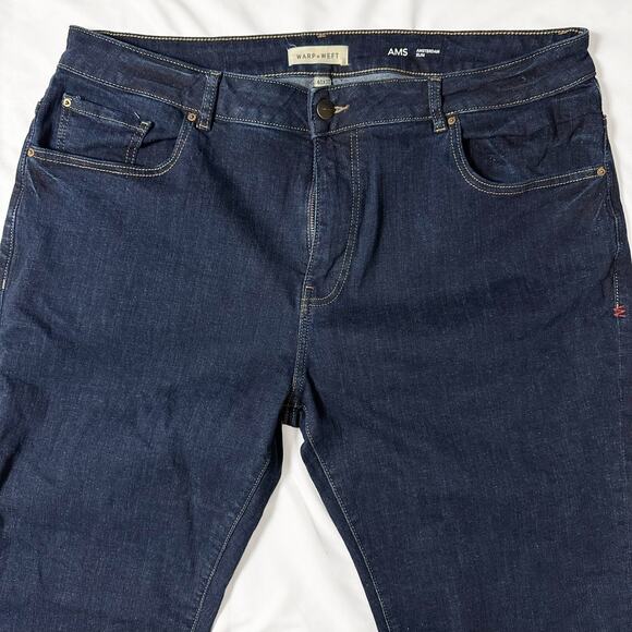 Warp + Weft Amsterdam Slim Jeans Mens Actual Size 39x30 Dark Blue Denim Straight - Picture 2 of 11